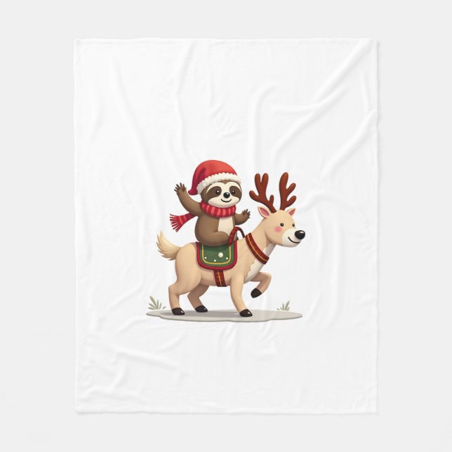 Alpaca Sloth Christmas (3) Fleece Blanket (Front)