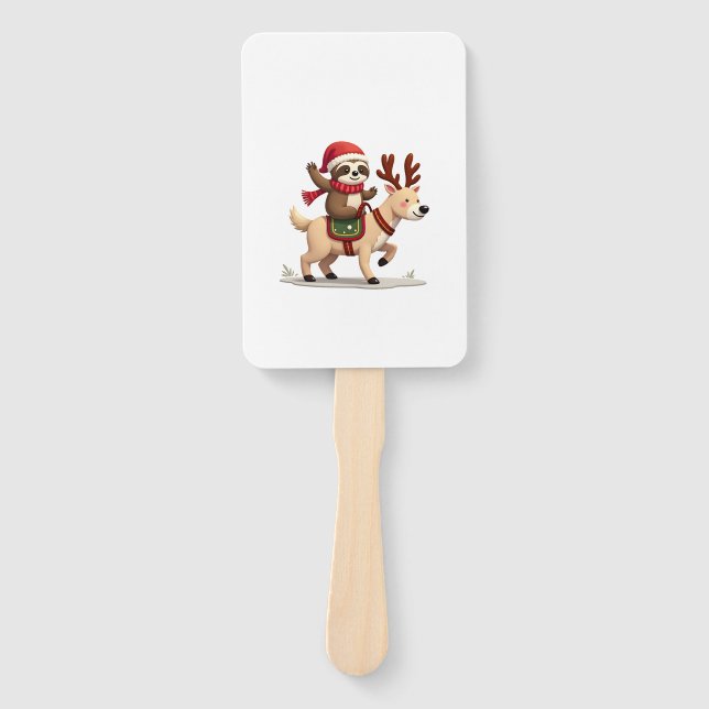 Alpaca Sloth Christmas (3) Hand Fan (Front)