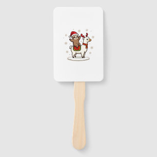 Alpaca Sloth Christmas (3) Hand Fan
