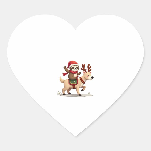 Alpaca Sloth Christmas (3) Heart Sticker (Front)