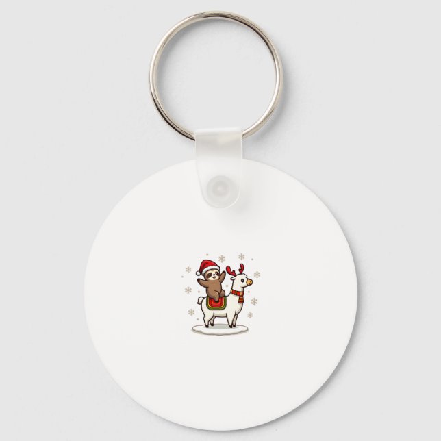 Alpaca Sloth Christmas (3) Keychain (Front)