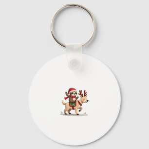 Alpaca Sloth Christmas (3) Keychain