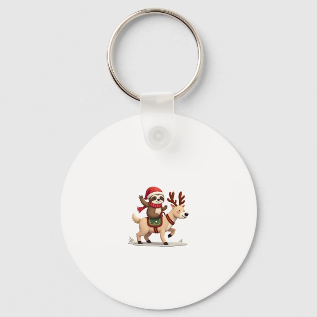 Alpaca Sloth Christmas (3) Keychain (Front)