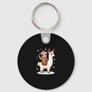 Alpaca Sloth Christmas (3) Keychain