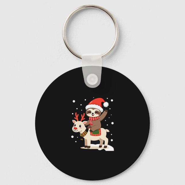 Alpaca Sloth Christmas (3) Keychain (Front)