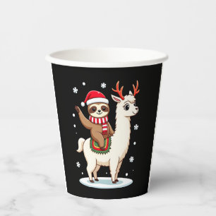 Alpaca Sloth Christmas (3) Paper Cups