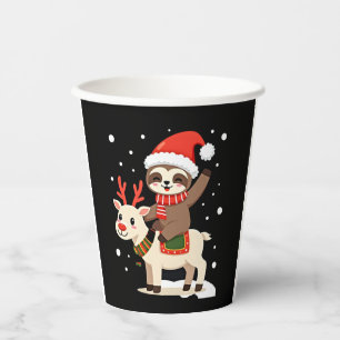 Alpaca Sloth Christmas (3) Paper Cups