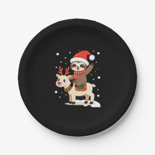 Alpaca Sloth Christmas (3) Paper Plate