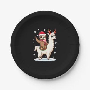 Alpaca Sloth Christmas (3) Paper Plate