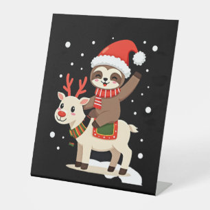 Alpaca Sloth Christmas (3) Pedestal Sign