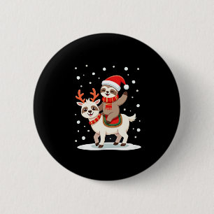 Alpaca Sloth Christmas (4) 2 Inch Round Button