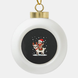 Alpaca Sloth Christmas (4) Ceramic Ball Christmas Ornament