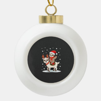 Alpaca Sloth Christmas (4) Ceramic Ball Christmas Ornament