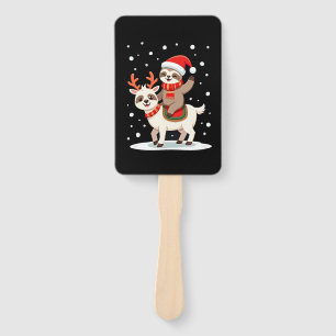 Alpaca Sloth Christmas (4) Hand Fan