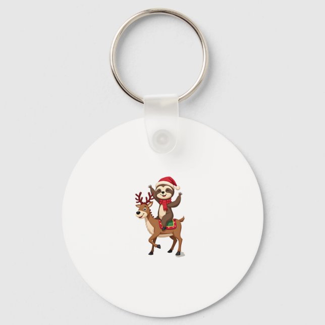 Alpaca Sloth Christmas (4) Keychain (Front)