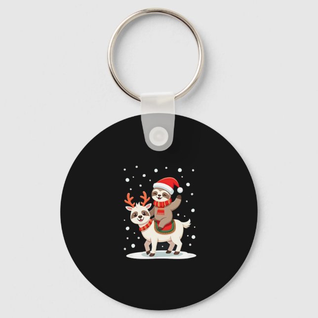 Alpaca Sloth Christmas (4) Keychain (Front)