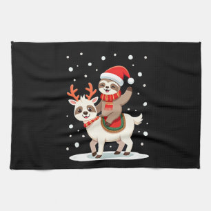 Alpaca Sloth Christmas (4) Kitchen Towel