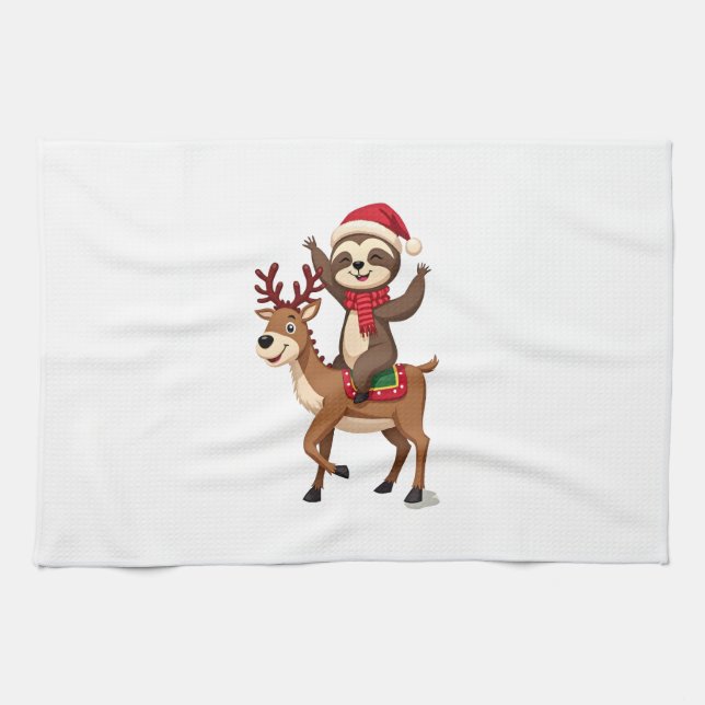 Alpaca Sloth Christmas (4) Kitchen Towel (Horizontal)