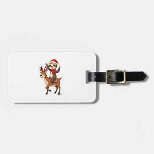 Alpaca Sloth Christmas (4) Luggage Tag