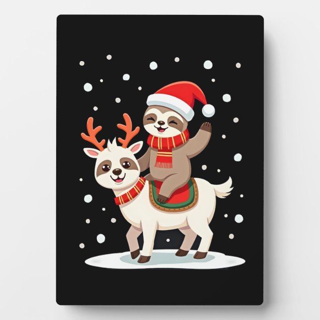Alpaca Sloth Christmas (4) Plaque (Front)