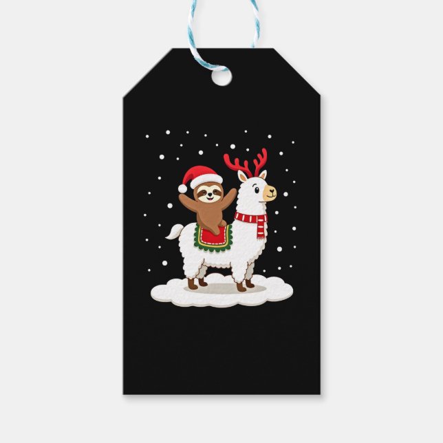 Alpaca Sloth Christmas Gift Tags (Front)