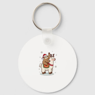 Alpaca Sloth Christmas Keychain