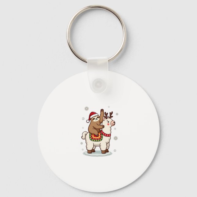 Alpaca Sloth Christmas Keychain (Front)