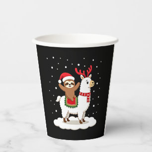 Alpaca Sloth Christmas Paper Cups