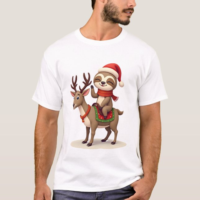 Alpaca Sloth Christmas T-Shirt (Front)