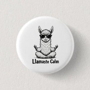 Alpaca Stay Calm Llamaste LLama Yoga Funny 1 Inch Round Button