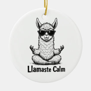 Alpaca Stay Calm Llamaste LLama Yoga Funny  Ceramic Ornament