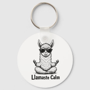 Alpaca Stay Calm Llamaste LLama Yoga Funny Keychain
