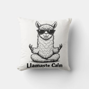 Alpaca Stay Calm Llamaste LLama Yoga Funny Throw Pillow