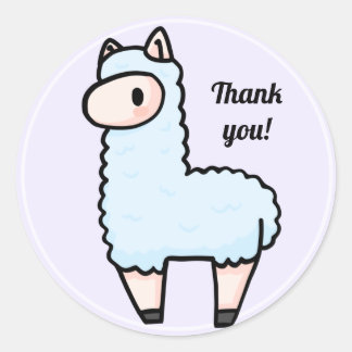 Alpaca thank you classic round sticker