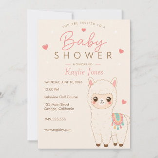 Alpaca Theme Baby Shower Invitation