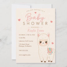 Alpaca Theme Baby Shower Invitation