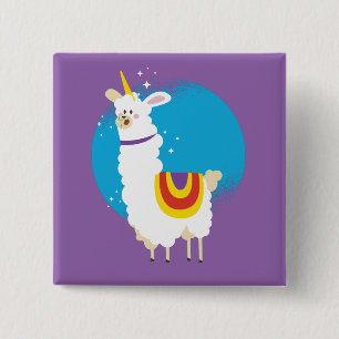 Alpaca Unicorn 2 Inch Square Button
