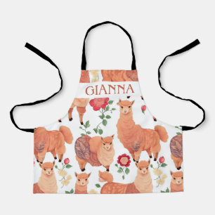 Alpaca Watercolor Colourful Personalized Pattern Apron