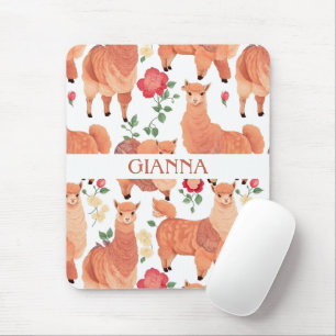 Alpaca Watercolor Colourful Personalized Pattern Mouse Pad