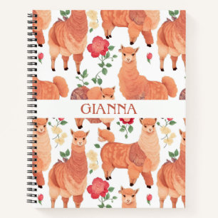 Alpaca Watercolor Colourful Personalized Pattern Notebook
