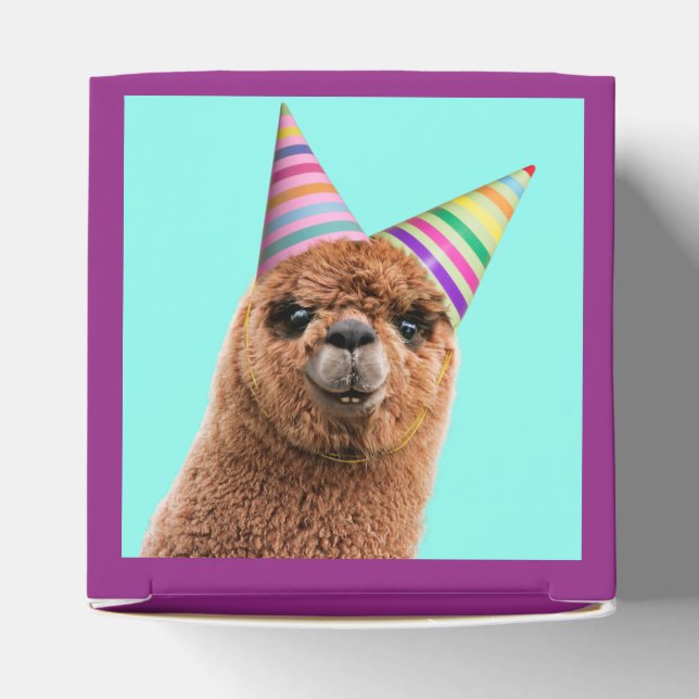 Alpaca Wearing Party Hats Favor Box (Top)