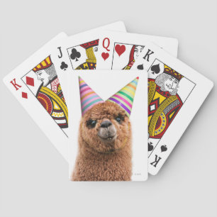 Alpaca Wearing Party Hats Playing Cards