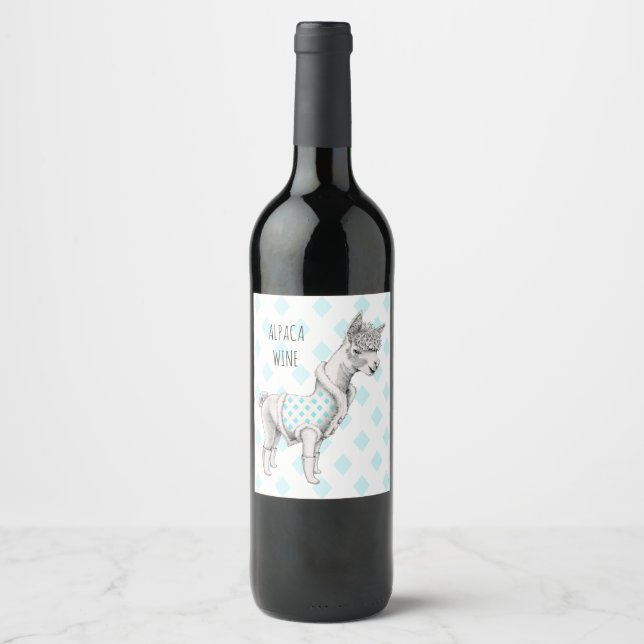 Alpaca Wine (or Sparkling Wine) Bottle Label (Front)