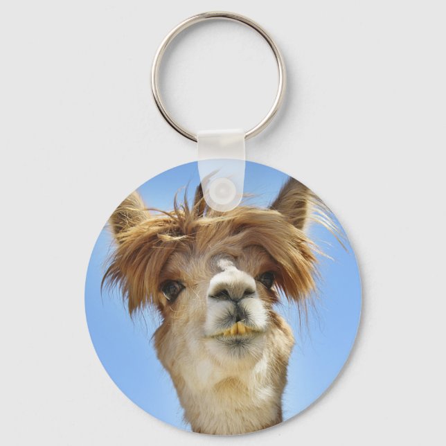 Alpaca with Crazy Hair Keychain (Front)