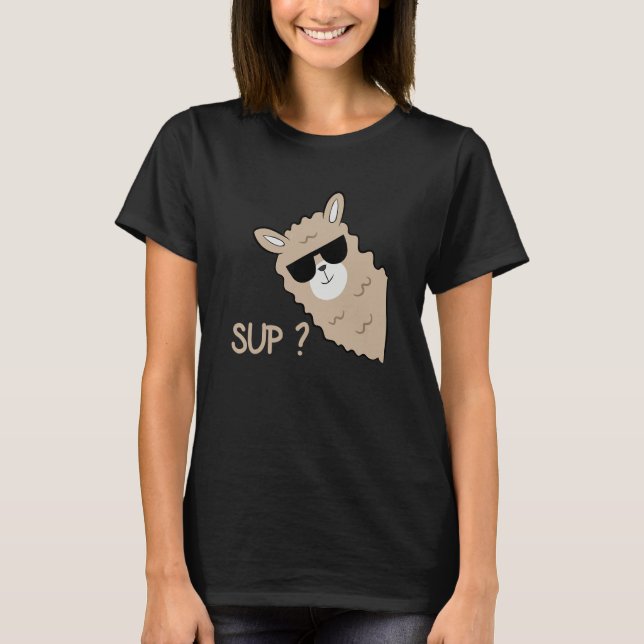Alpaca with glasses  saying llama T-Shirt (Front)