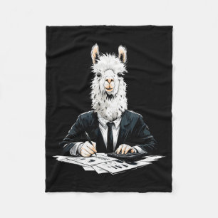 Alpaca Working Writing Motif Drawing Animal Art Al Fleece Blanket