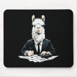 Alpaca Working Writing Motif Drawing Animal Art Al Mouse Pad