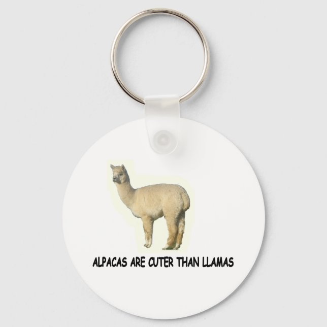 Alpacas are cuter than llamas keychain (Front)
