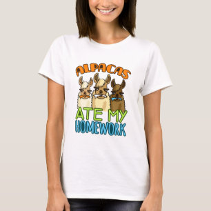 Alpacas Ate My Homework Funny Alpaca Lover T-Shirt
