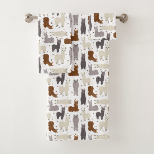 Alpacas Geo Pattern Bath Towel Set